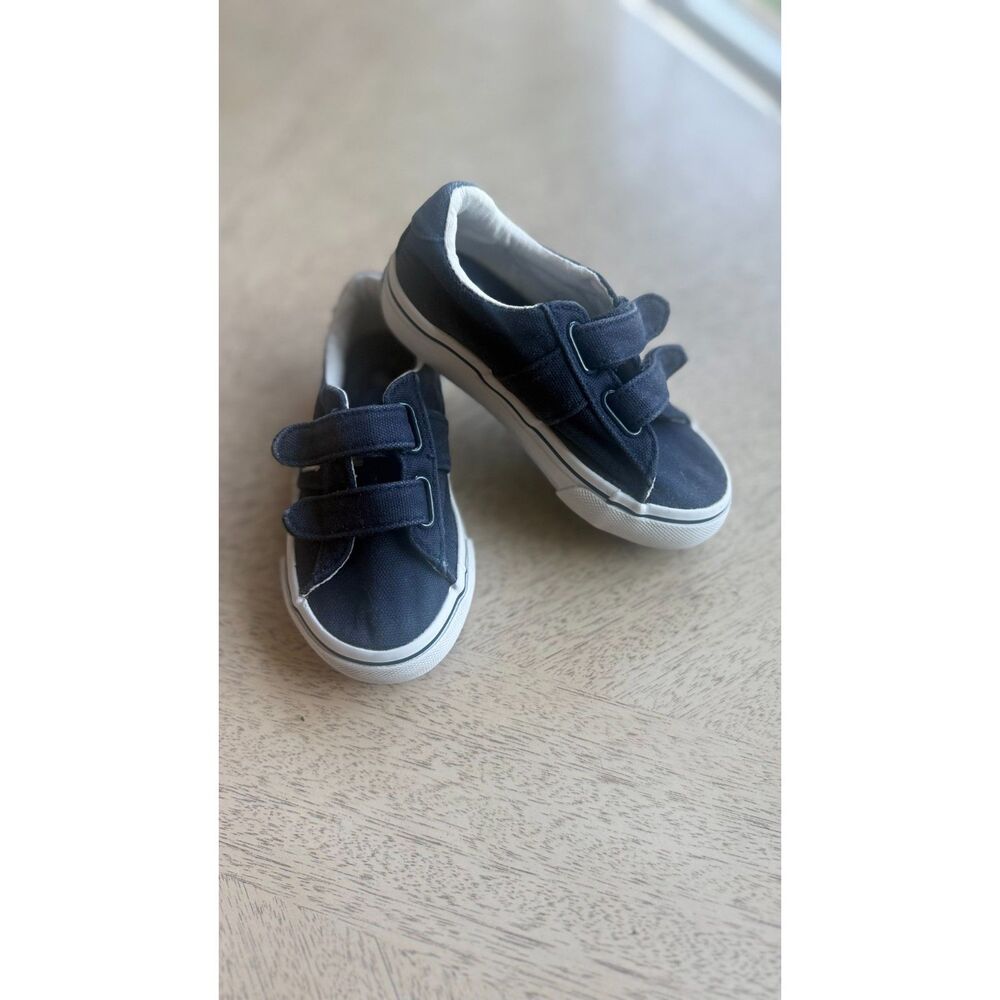 Polo Ralph Lauren Toddler Boys Size 8 Navy Blue Canvas Velcro Sneakers Shoes